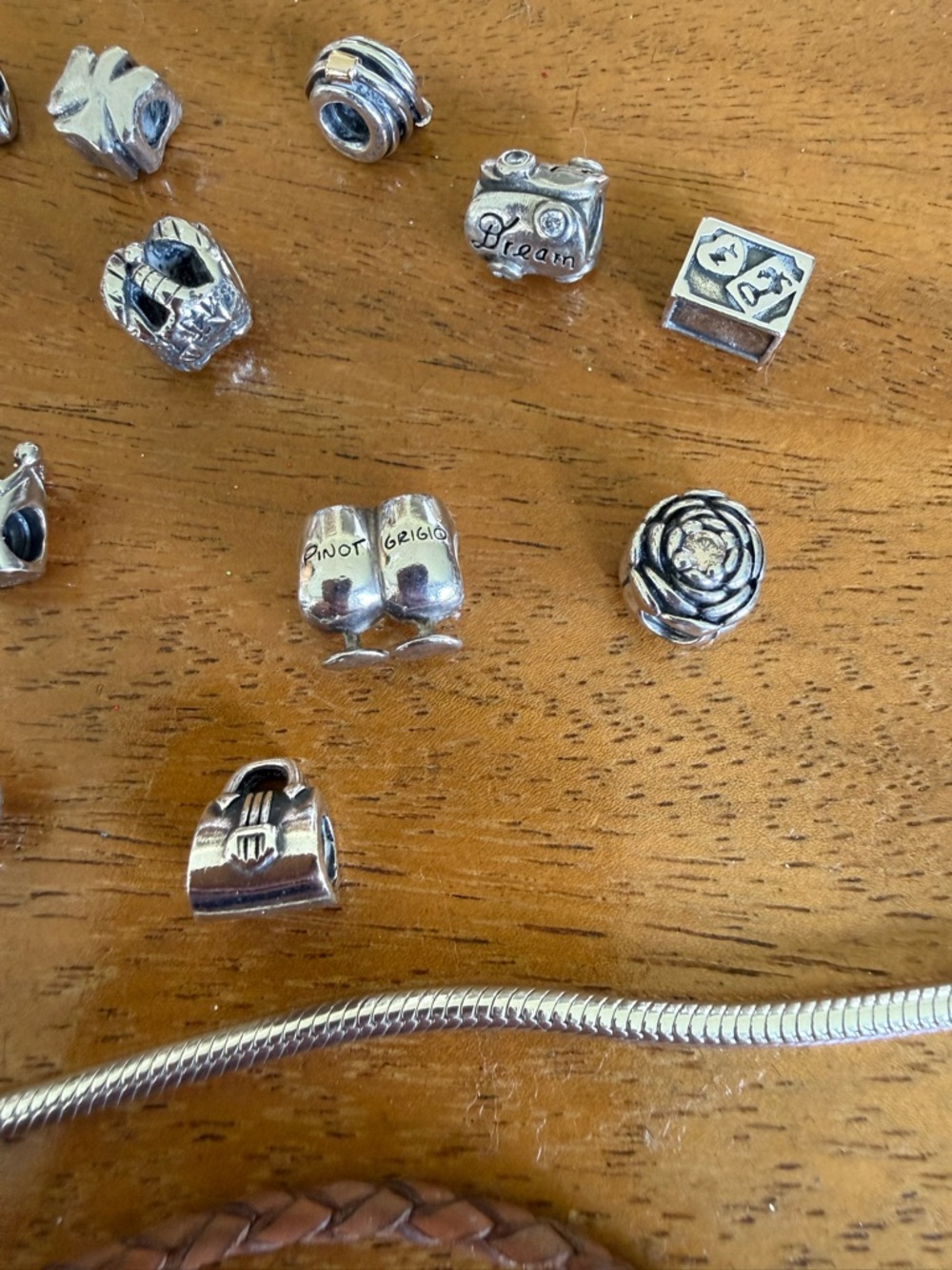Pandora leather bracelet and Chamila Silver Charm Bracelet with charms - Picture 4 of 10